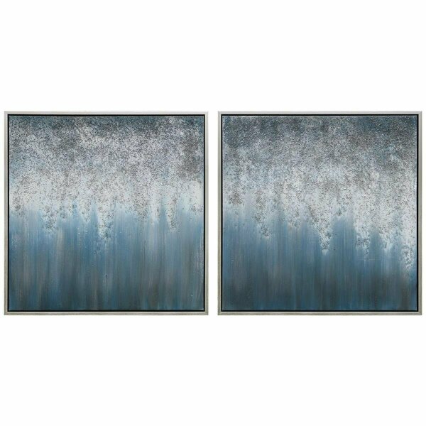 Solid Storage Supplies Blue Rain Textured Metallic Hand Painted Wall Art by Martin Edwards SO2957060